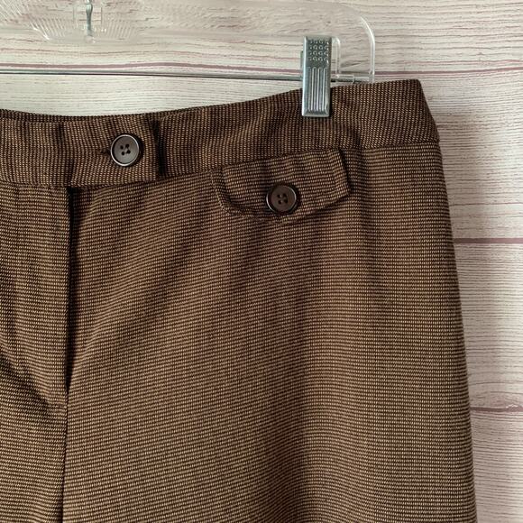Briggs New York Brown Houndstooth Wide Leg Palazzo Cropped Pants Capris Size 14 - Picture 13 of 16